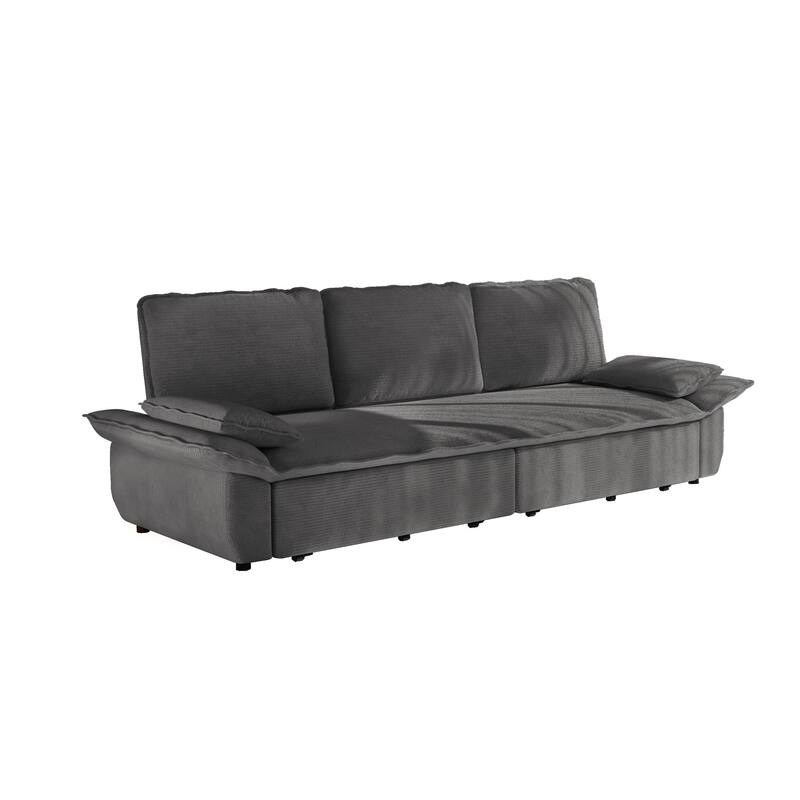 94.5" Corduroy Sofa Bed, 3-in-1 Convertible Sleeper Sofa Couch, Pull Out Sofa Bed, Space-Saving Upholstered Sofa