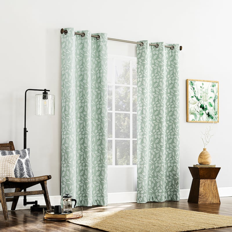 Sun Zero Satti Embroidered Leaf Total Blackout Grommet 1-Piece Curtain Panel, Single Panel
