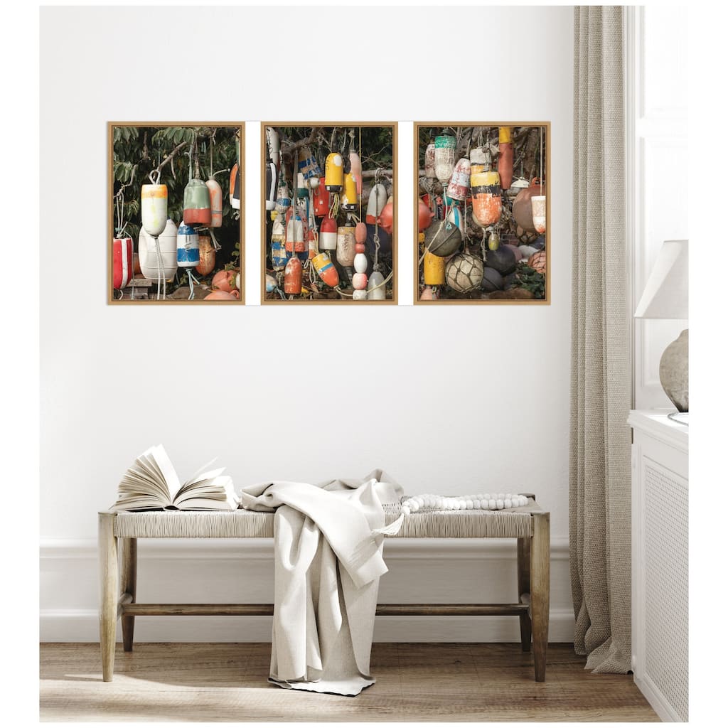 Kate and Laurel Buoys No. 1 No. 2 and No.3 3 Piece Framed Canvas Wall Art Set by Emiko and Mark Franzen F2 Images