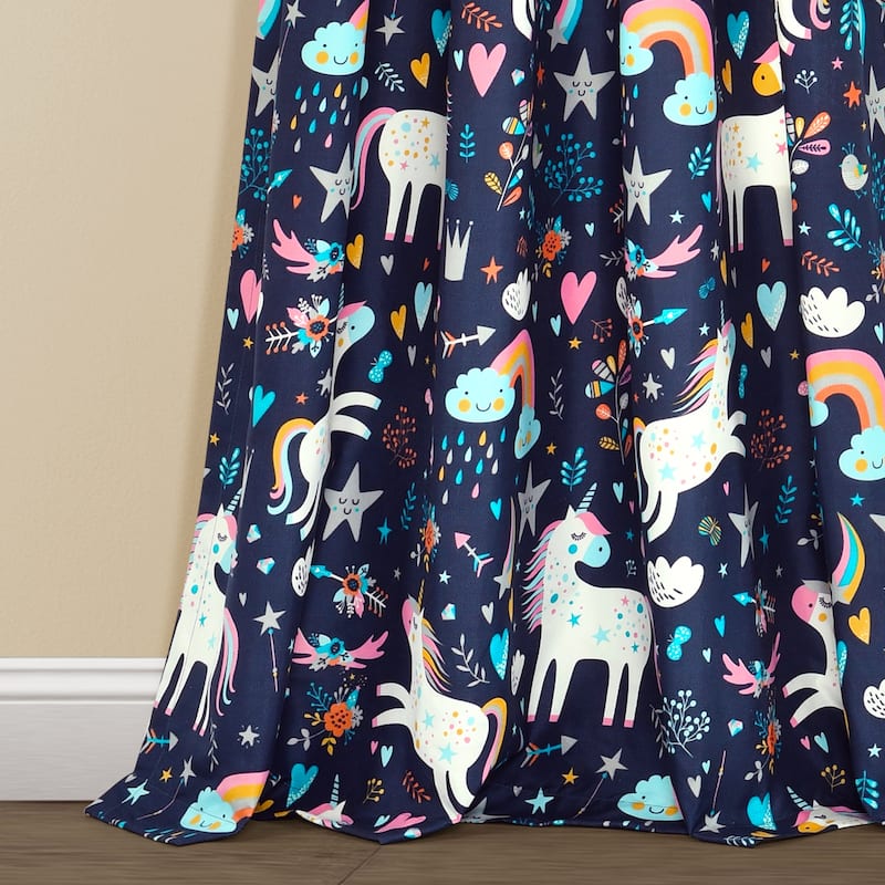 Lush Decor Unicorn Heart Window Curtain Panel Pair - 84" x 52" - 84" x 52"