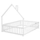preview thumbnail 14 of 109, Twin/Full Montessori Toddler Floor Bed Frame, Modern House-Shaped Bed Frame with Fence and Full-Length Guardrails for Girls Boys