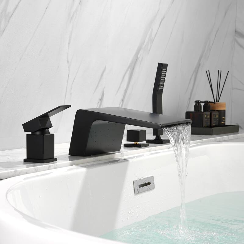 1-Handle Tub Deck Mount Roman Tub Faucet with Hand Shower
