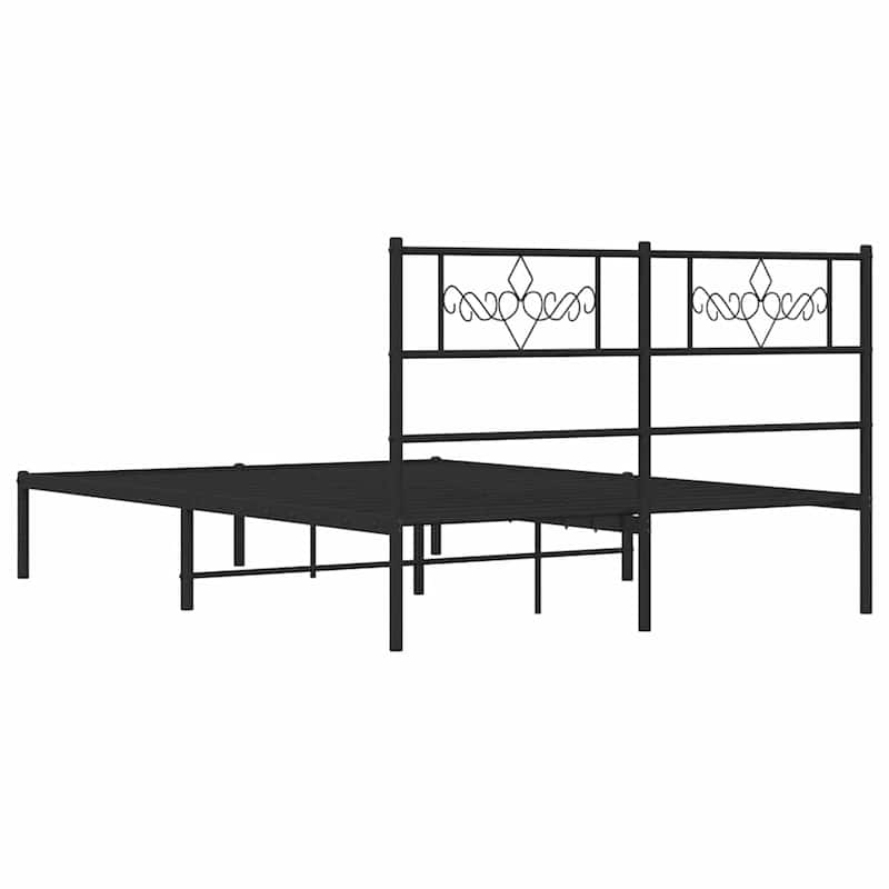 vidaXL 12 Inches Black Queen Metal Bed Frame No Mattress - 81.5" x 61.4" x 35.4"
