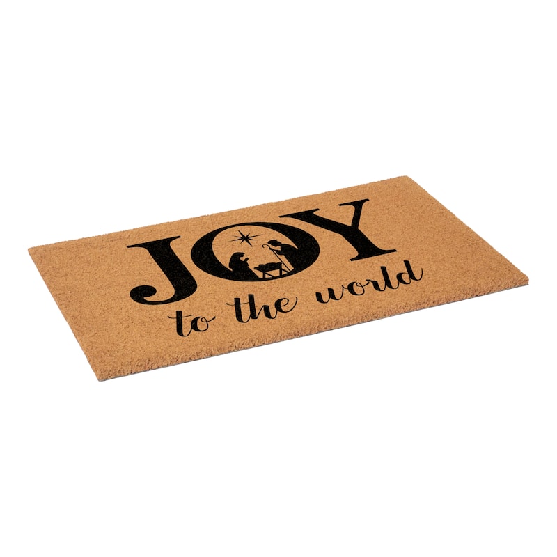 HomeRoots 17" X 29" Brown And Black Christmas Outdoor Coir Door Mat - 17.00' X '29.00