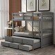 preview thumbnail 1 of 7, Twin Over Twin Bunk Bed with Twin Trundle, 3 Drawers, and Ladder Gray