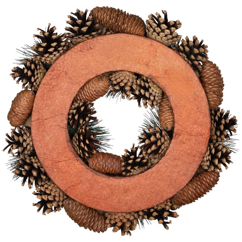 Pinecones and Glittered Stars Christmas Wreath - 13.5" - Unlit