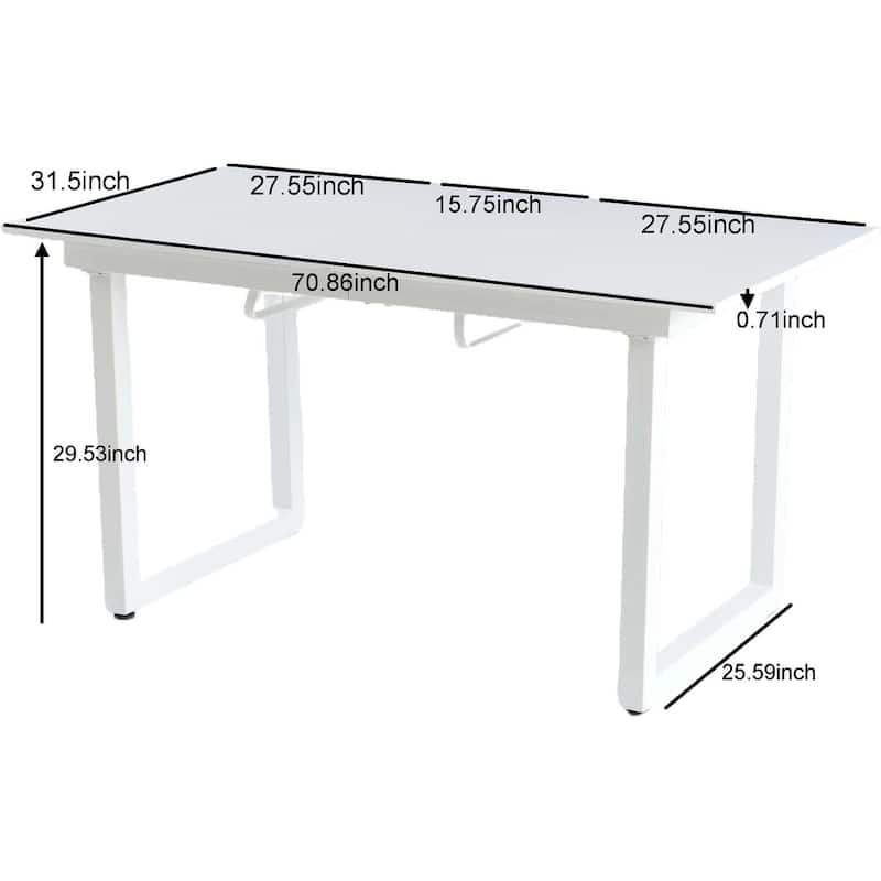 Modern Extendable Square Dining Table for 6-8 Person, Kitchen Table with Metal Legs, Wooden Dining Table for Living Room
