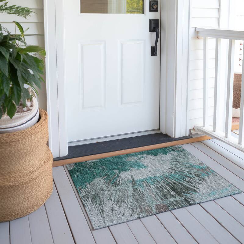 Machine Washable Indoor/ Outdoor Chantille Modern Burst Rug