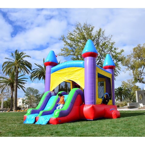 slide 2 of 10, HeroKiddo Jelly Bean Castle Commercial Grade Bounce House & Water Slide Combo with Air Blower, Lightweight, Kids Outdoor Fun Kids - Pool / Air Blower Included