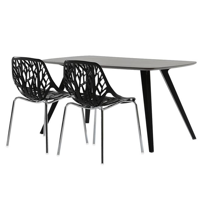 4pcs Bird's Nest Style Lounge Chair Dining Chair Black