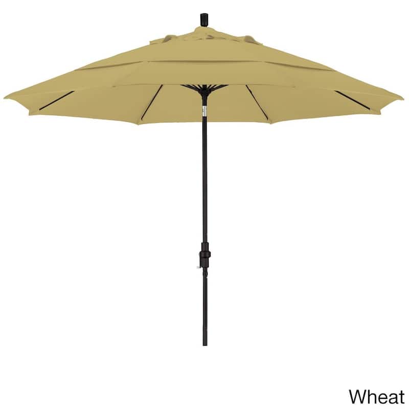 California Umbrella 11' Rd. Alum/Fiberglass Rib Patio Umb,Crank Lift/Collar Tilt, Dbl Wind Vent, Black Finish, Sunbrella Fabric - Wheat