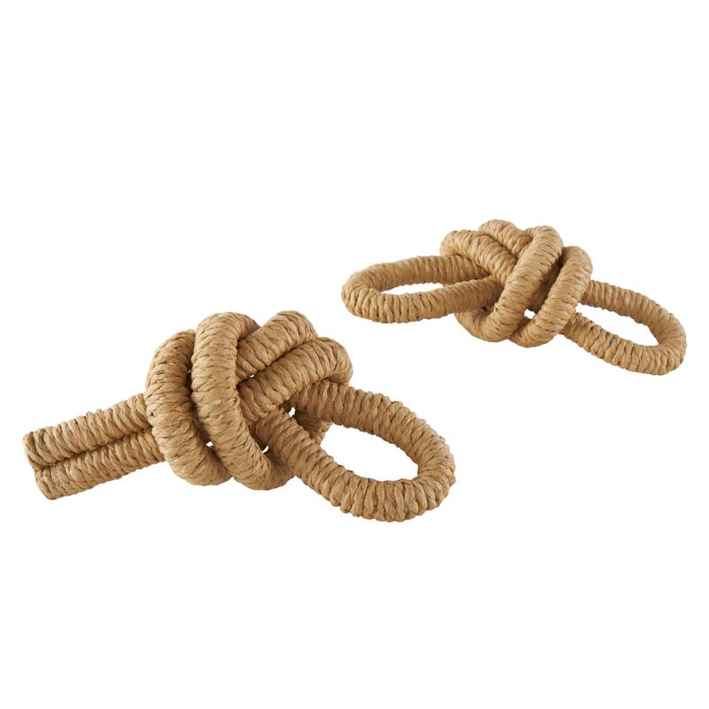 Paper Knot Woven Sculpture - Set of 2 Brown - Roche River Decor - 4"W x 8"L x 3"H