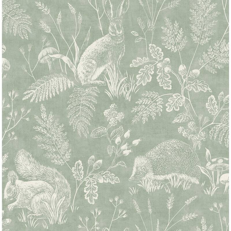 Woodland Green Toile Wallpaper