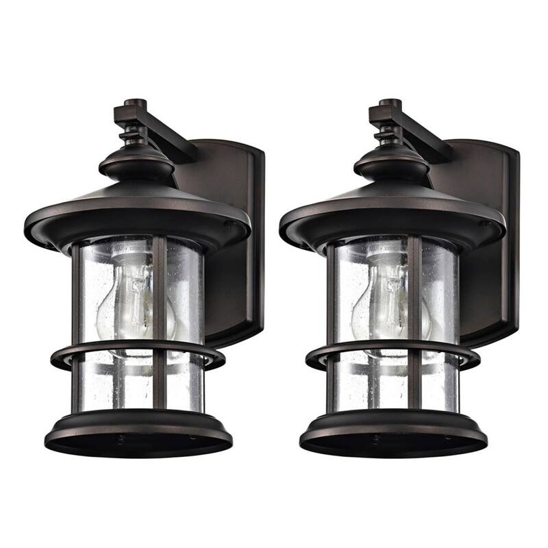 Belle 1 Light Transitional Outdoor Wall Lantern in 2 Pack - Small - Oil Rubbed Bronze