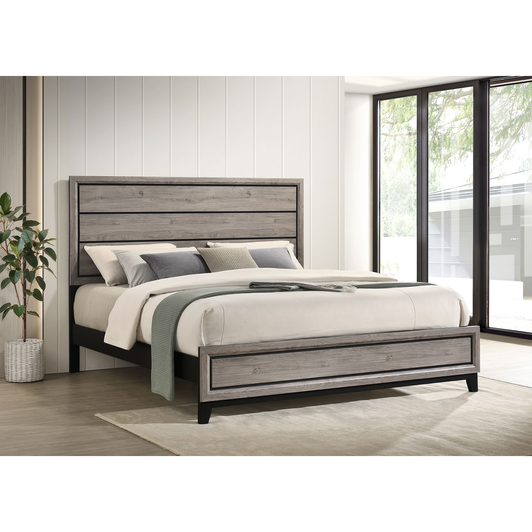 Valen Wood Panel Bed Light Taupe