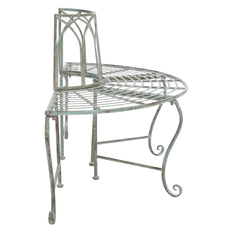 SAFAVIEH Nya Victorian Wrought Iron 50-inch Outdoor Tree Bench - 50 In. W x 24 In. D x 31 In. H - 50"W x 24"D x 31"H