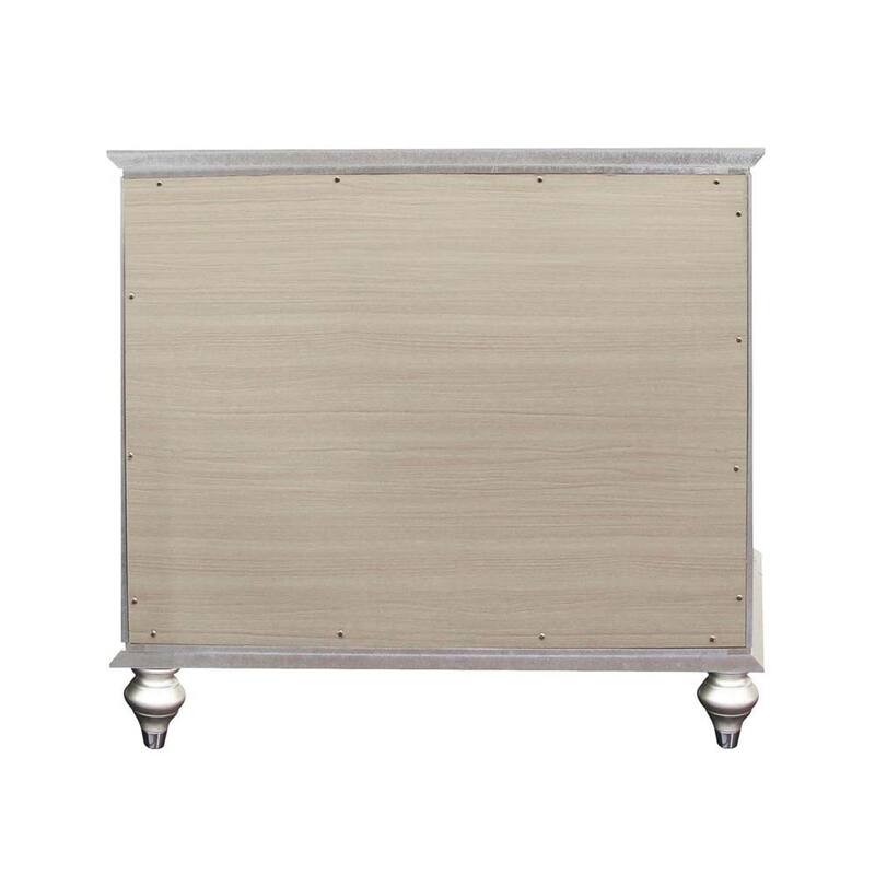 Contemporary Solid Wood Frame 2-Drawers Nightstand with Embossed Textures