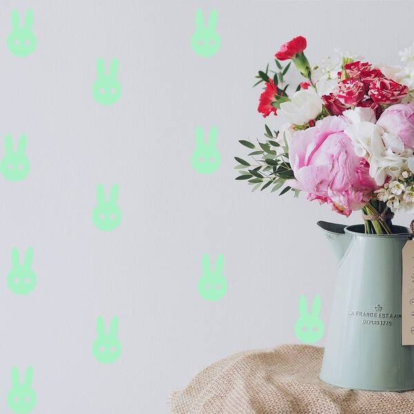 slide 2 of 2, Walplus Peel and Stick Glow In The Dark Rabbit Wall Sticker Home Room Decor
