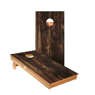 Dark Wood Panel Cornhole Boards