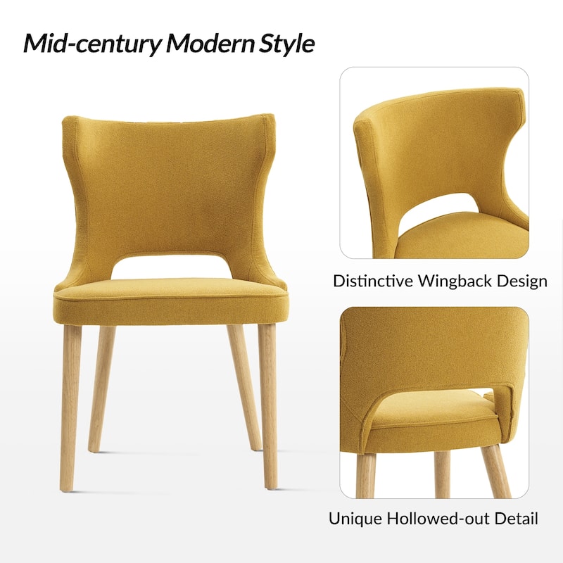 Rita Mid-century Modern Dining Chair with Solid Wood Legs Set of 4 by HULALA HOME