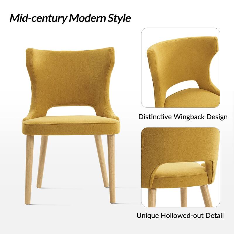 Rita Mid-century Modern Dining Chair with Solid Wood Legs Set of 6 by HULALA HOME