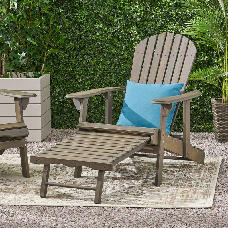 Malibu Acacia Wood Folding Adirondack Chair Gray Rustic Outdoor 37 Inch Wide Foldable