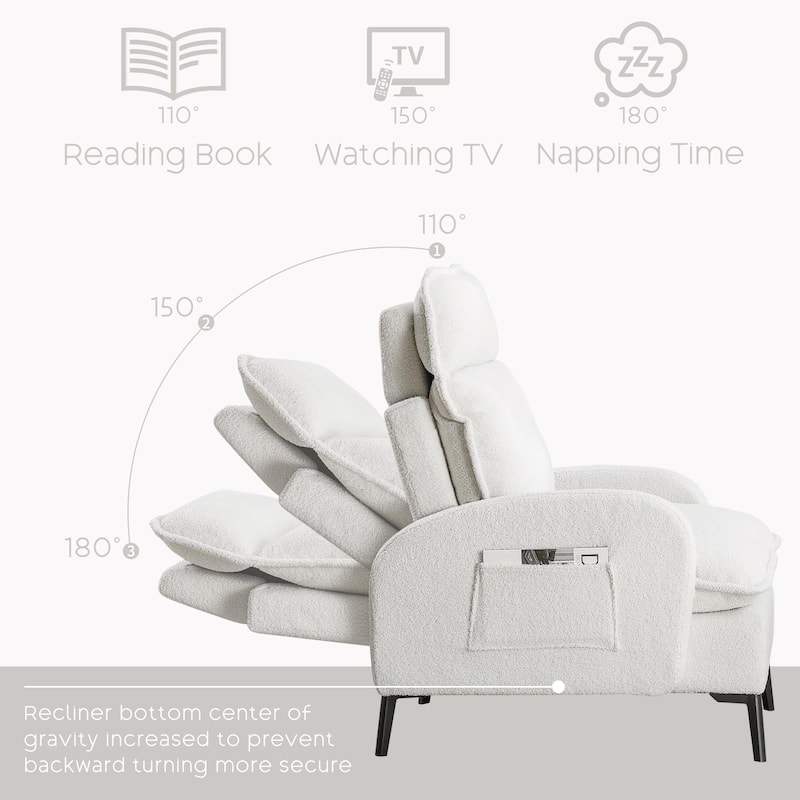 HOMYKA Upholstered Lounge Accent Chairwith Adjustable Backrest Storage Ottoman
