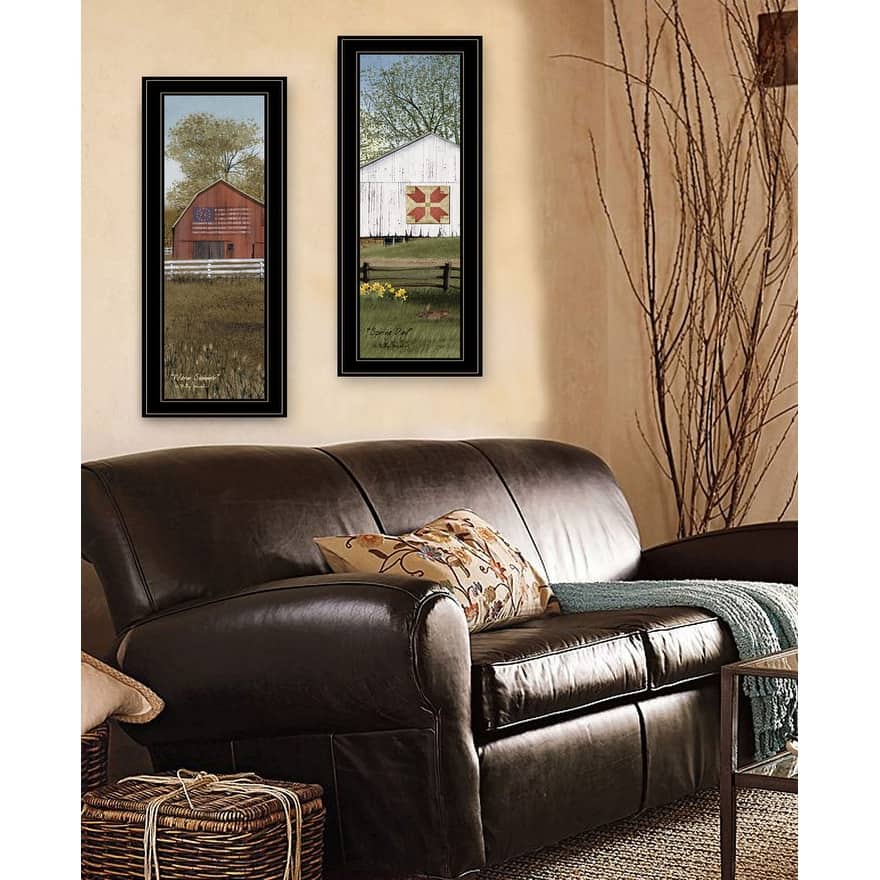 TrendyDecor4U Farmhouse "Country Barns" 2-Piece Vignette by Billy Jacobs - Earthtones