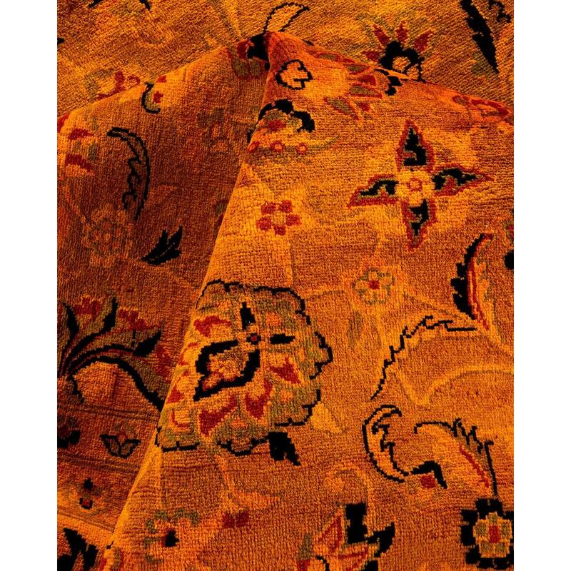 Overton Hand Knotted Wool Vintage Inspired Modern Contemporary Overdyed Orange Area Rug - 8' 1" x 9' 10"