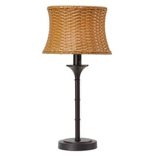 Pocologan Tan 25.25-inch Outdoor Table Lamp by Havenside Home - 12.5L x 12.5"W x 25.25"H