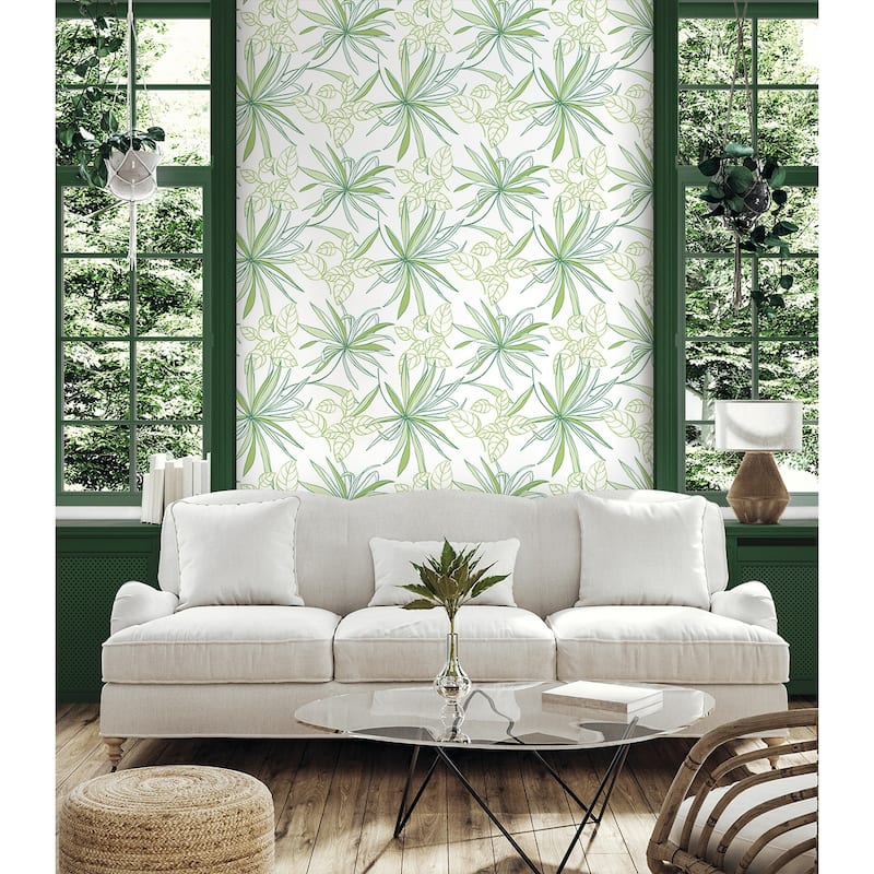 NextWall Spider Plants Peel and Stick Removable Wallpaper