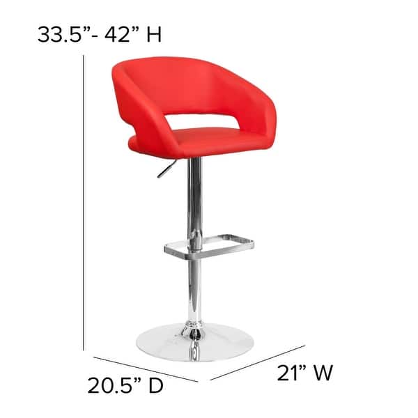 dimension image slide 2 of 18, Vinyl Adjustable Height Barstool with Rounded Mid-Back