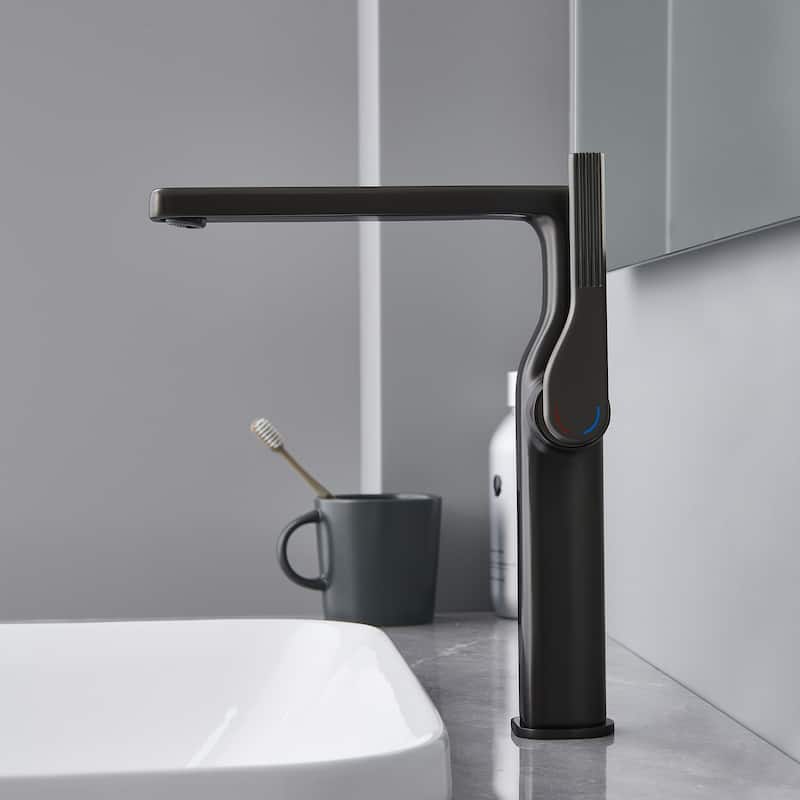10-1/4"H Solid Brass Single-handle Bathroom Sink Faucet Optional Drain Assembly