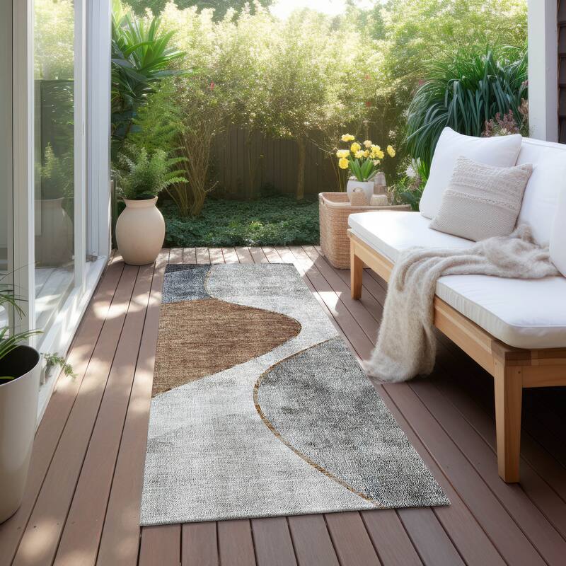 Machine Washable Indoor/ Outdoor Chantille Modern Abstract Rug