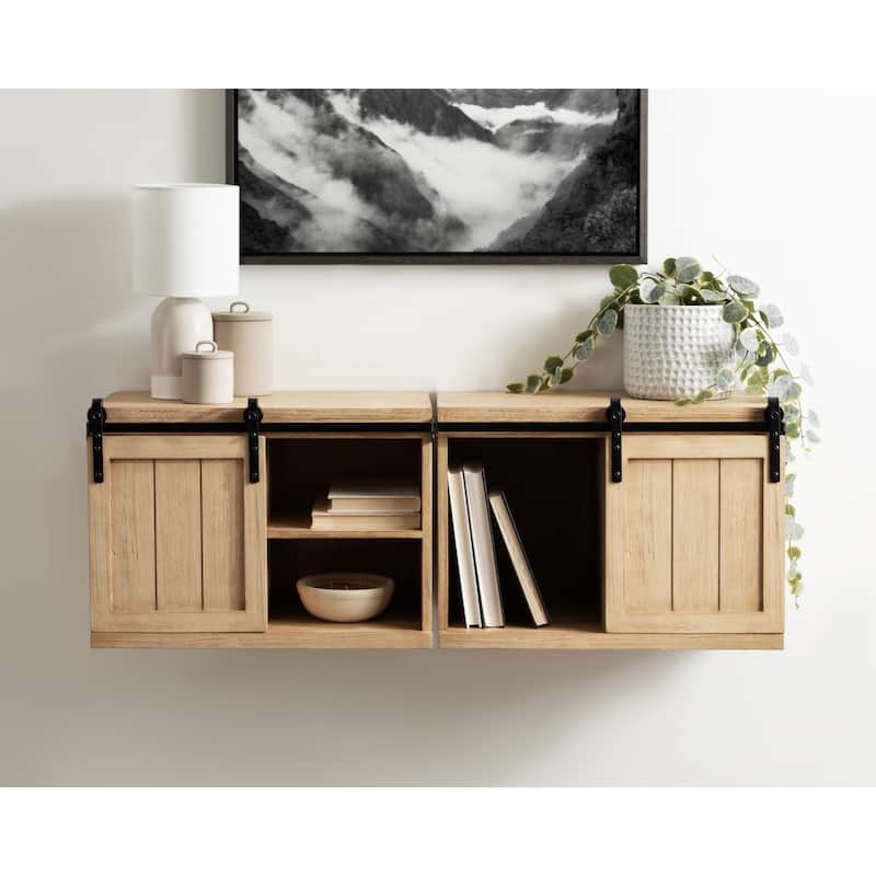 Kate and Laurel Cates Wood Floating Side Table with Cabinet