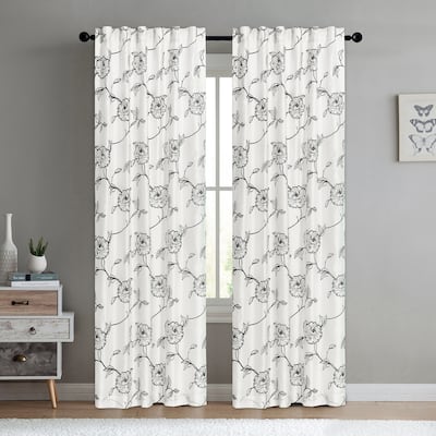 Serenta Embroidery Magnolia Curtain Panel - 54" x 96"