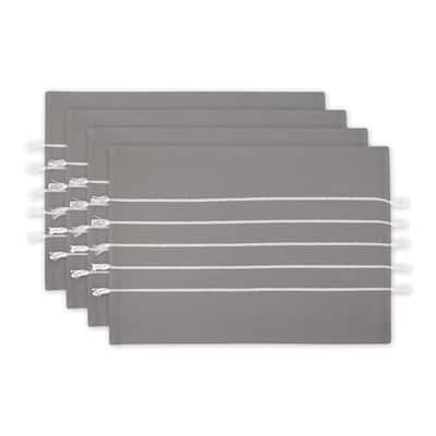 Gray and White Stripe Tassel Placemat (Set of 4)