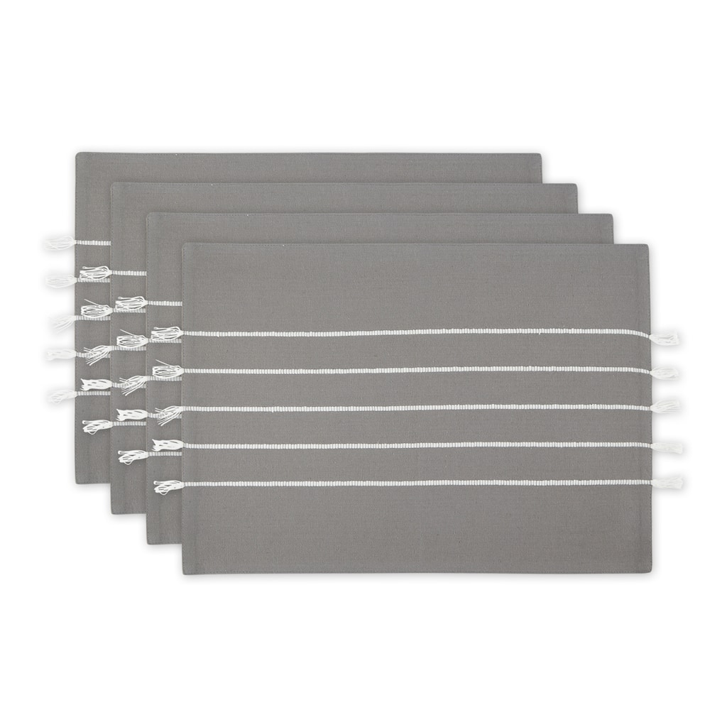 Gray and White Stripe Tassel Placemat (Set of 4)