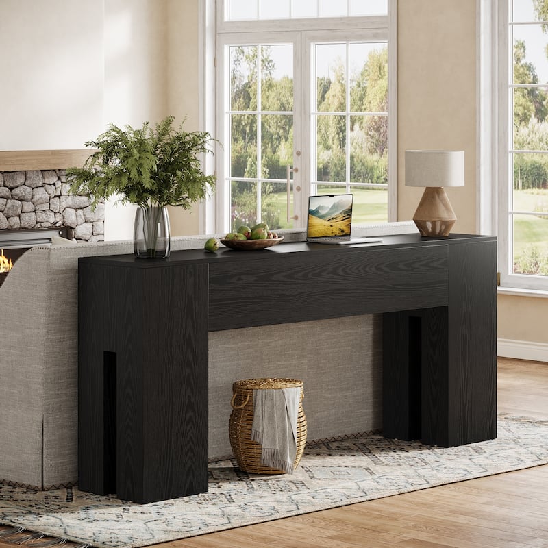 71-Inch Long Console Table for Entryway, Living Room, Rustic Brown - 70.86" L x 13.78" W x 32.3" H