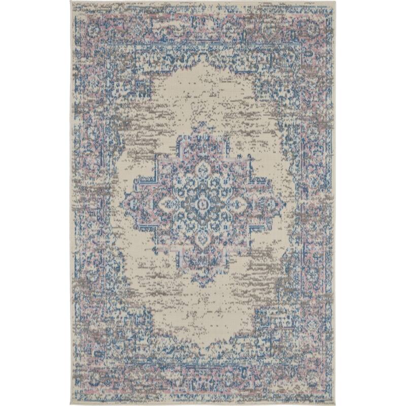 Power Loomed Distressed Non Skid Stain Resistant Area Rug - 60' X '36' X '0.5