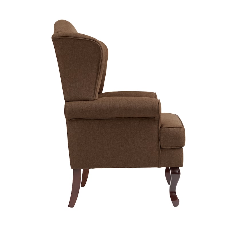 31" W Modern Upholstered Linen Wing Back Accent Chair with Rolled Arm