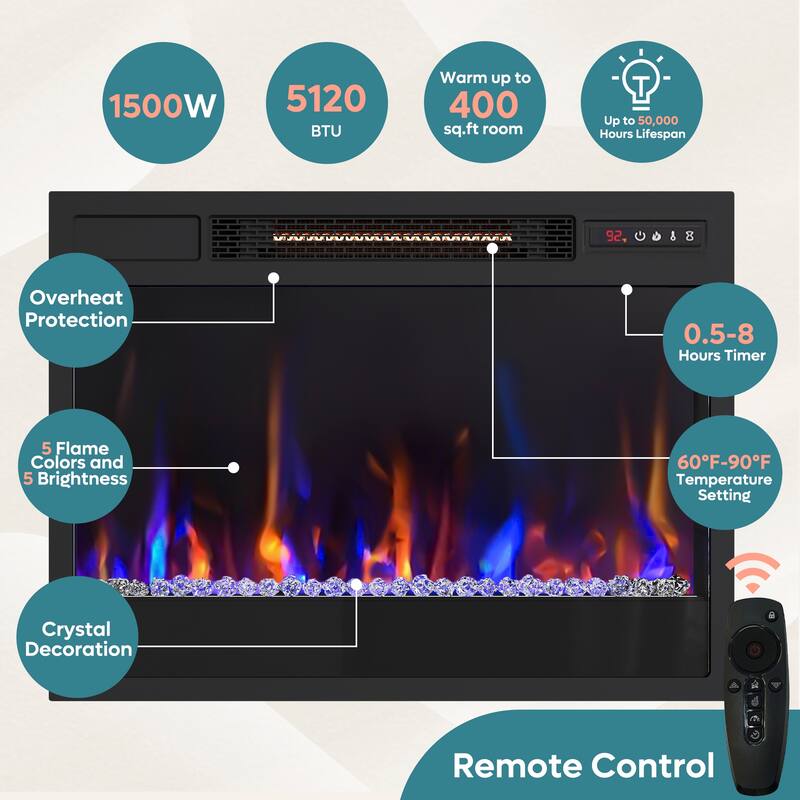 TV Stand for TVs up to 75" with Fireplace, LED Entertainment Center - 71 inch