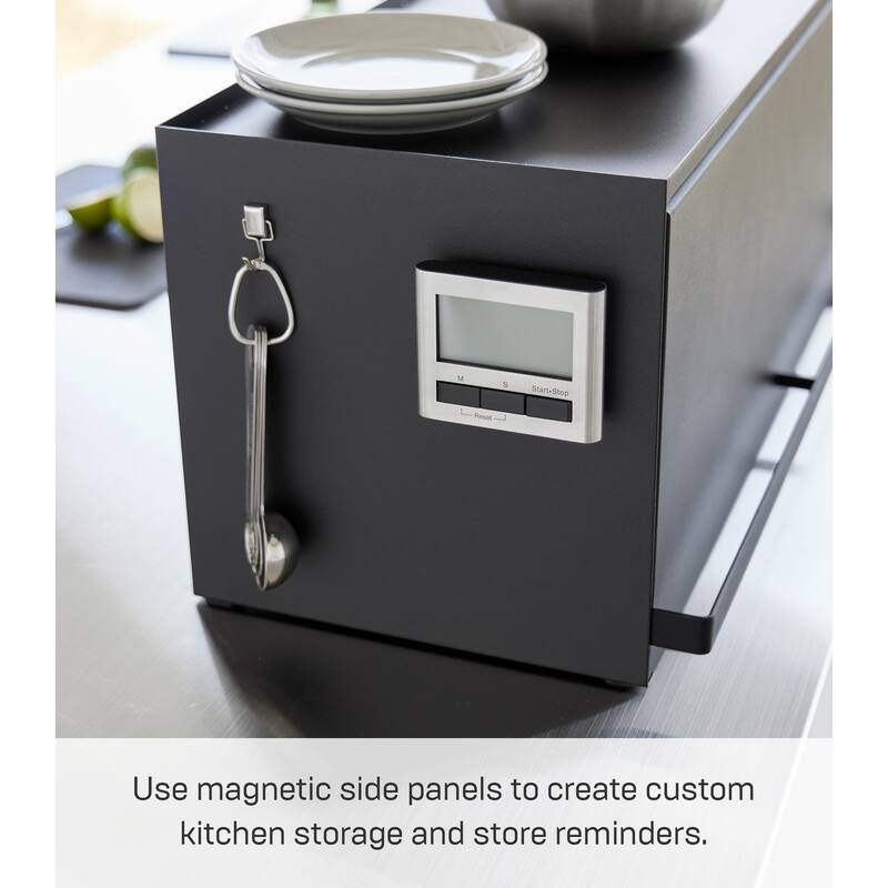 Yamazaki Home Front-Opening Countertop Storage Rack, Steel - L 10.51 x W 23.62 x H 9.92 inches