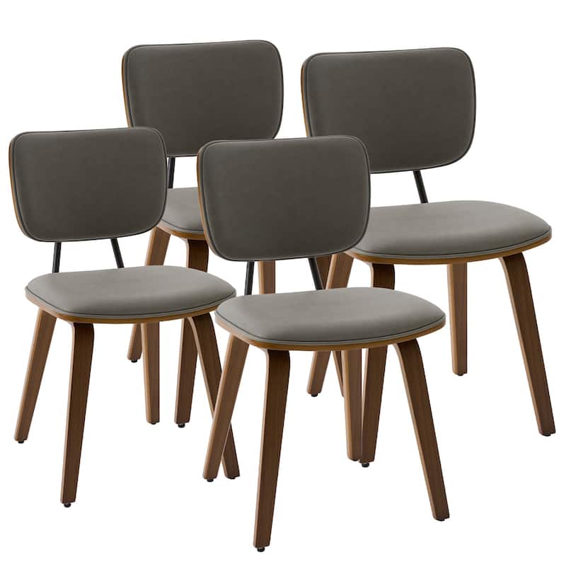 Faux Leather Upholstered Dining Chairs Set of 2/4 with Wood Legs - 32.3"H x 18.5"W x 21.8"D