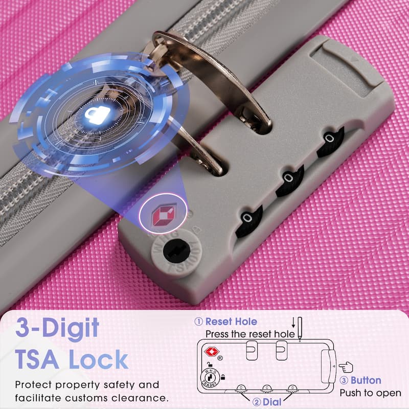 Luggage Set 3 Piece,Lightweight Durable ABS Suitcases with Spinner Wheels and TSA Lock,Carry-on & Checked Luggage(20"/24"/28")