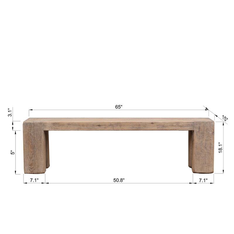 65" long Ravello Bench Weathered Natural - N/A