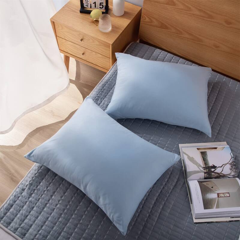 KASENTEX Soft Silky Zipper Cooling Pillow Case - Set of 2 Breathable Pillowcases for Hair and Skin