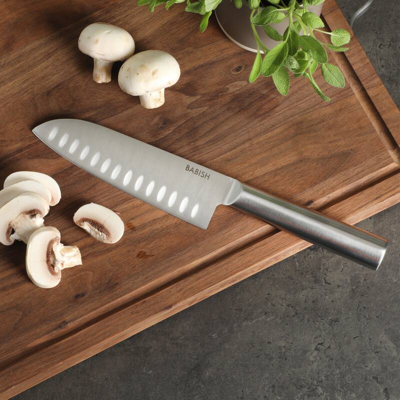 Babish High Carbon 1.4116 German Steel Full Tang 6.5-Inch Santoku Knife - for Chopping, Slicing, Dicing & Precision Prep