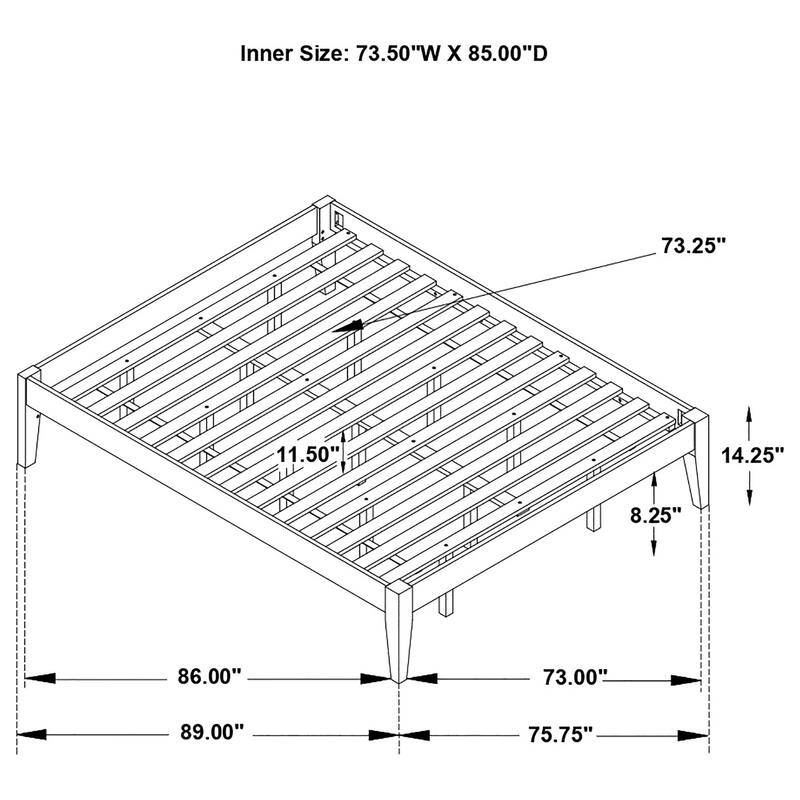 California King Universal Platform Bed in White with Durable Wood Construction