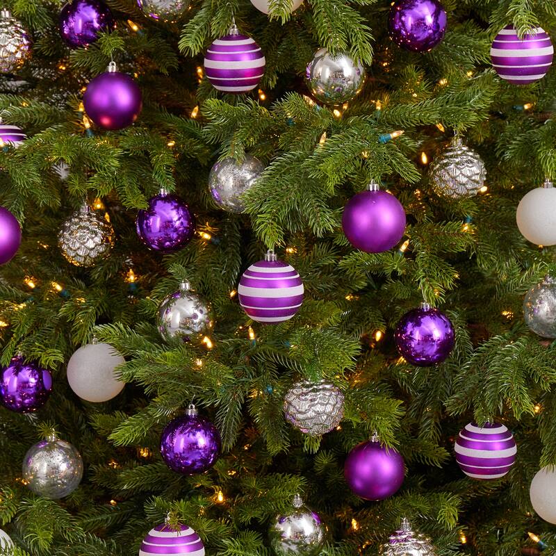 Holiday Shatterproof, 64 Count Christmas Tree Ornament Set, 80mm